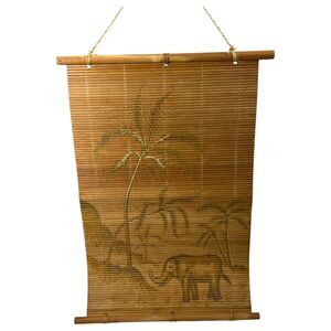 Bamboo Elephant Handpainted Hand Painted Wall Hanging